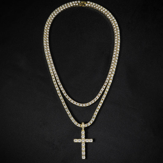 Hip Hop Iced Out Cross Pendant Necklace