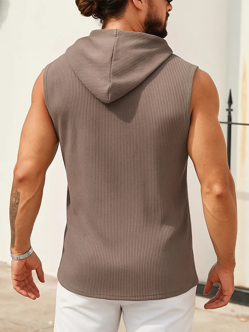 Sleeveless Hoodie Casual Muscle Fit Hooded Vest