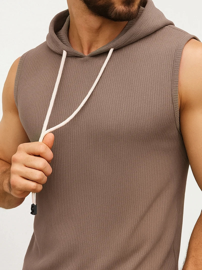 Sleeveless Hoodie Casual Muscle Fit Hooded Vest