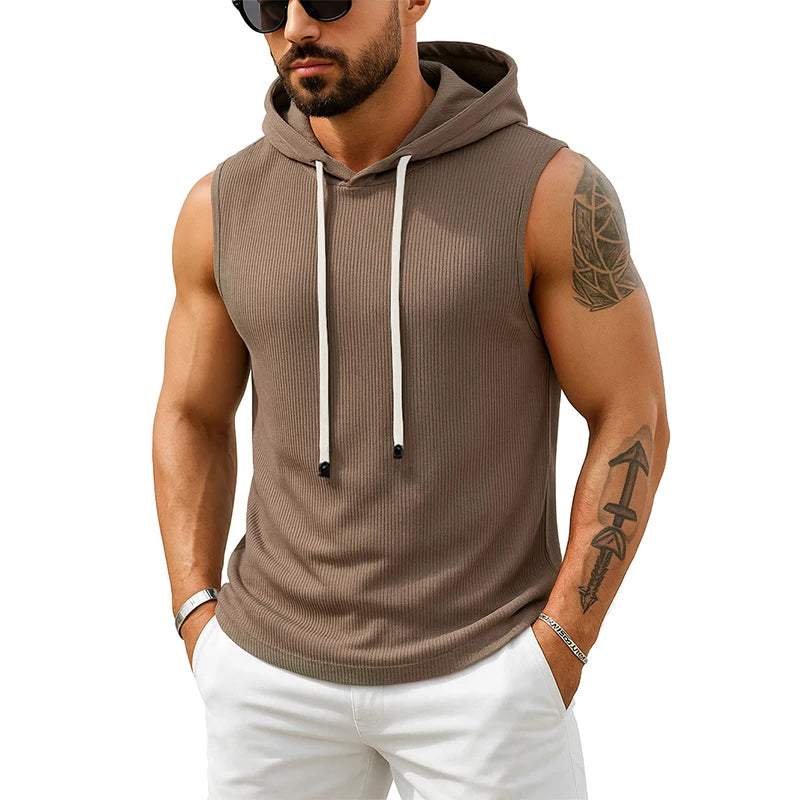 Sleeveless Hoodie Casual Muscle Fit Hooded Vest