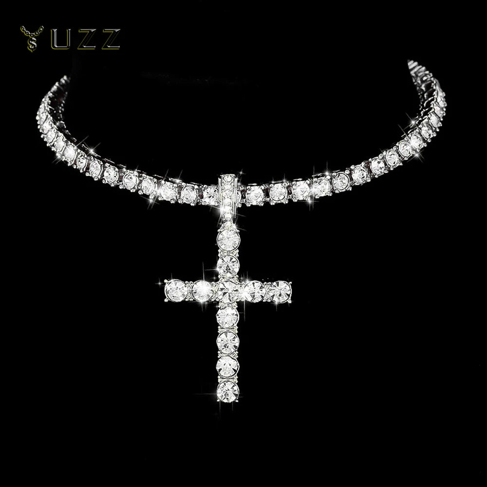 Hip Hop Iced Out Cross Pendant Necklace