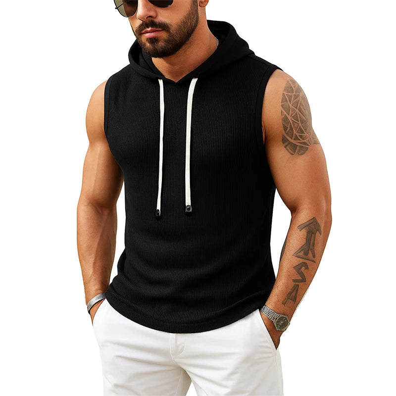Sleeveless Hoodie Casual Muscle Fit Hooded Vest