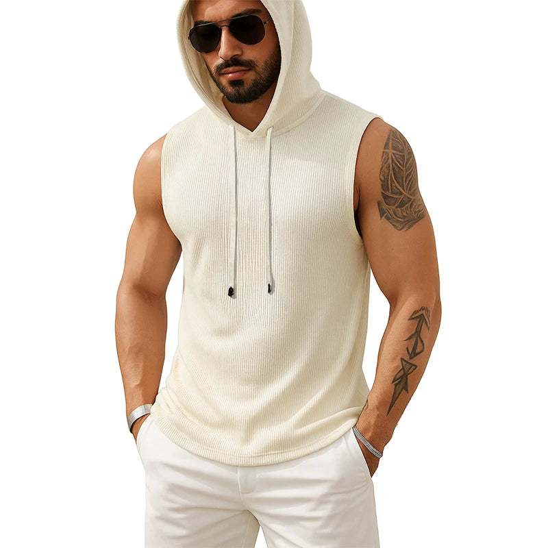 Sleeveless Hoodie Casual Muscle Fit Hooded Vest
