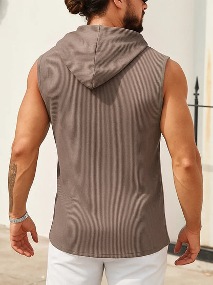 Sleeveless Hoodie Casual Muscle Fit Hooded Vest