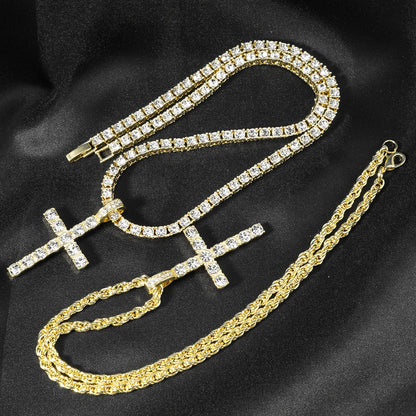 Hip Hop Iced Out Cross Pendant Necklace