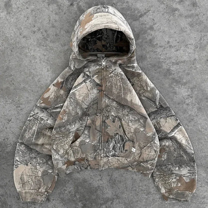 Retro Zip-Up Hoodie Sweatshirt for Men