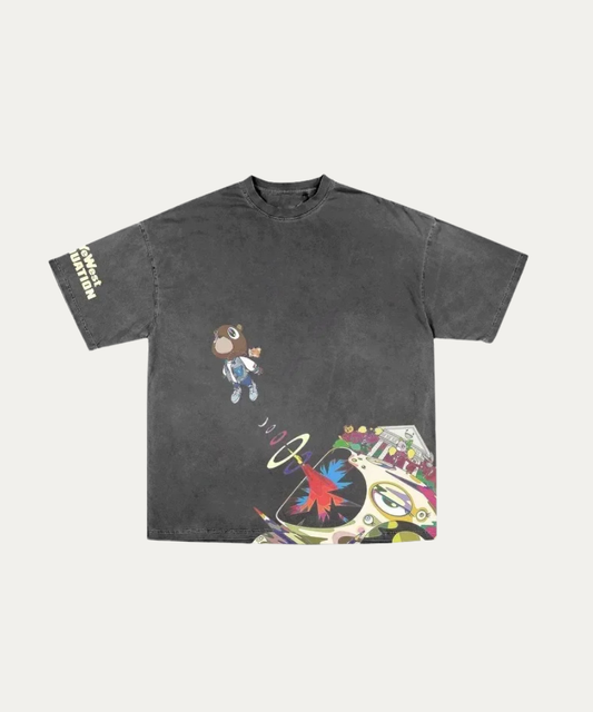 Y2K Top Street Vintage Anime Print Washed Short Sleeve T-Shirt